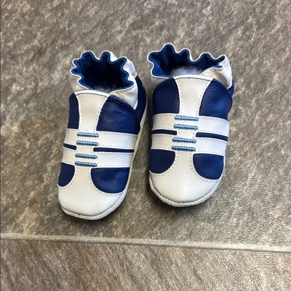 Robeez Navy and White Baby Walker Shoes